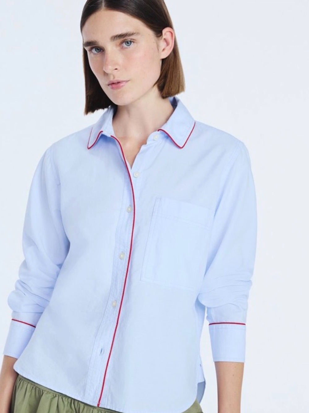 NWT free Assembly Light Blue Button-Down Shirt with Red Piping XS